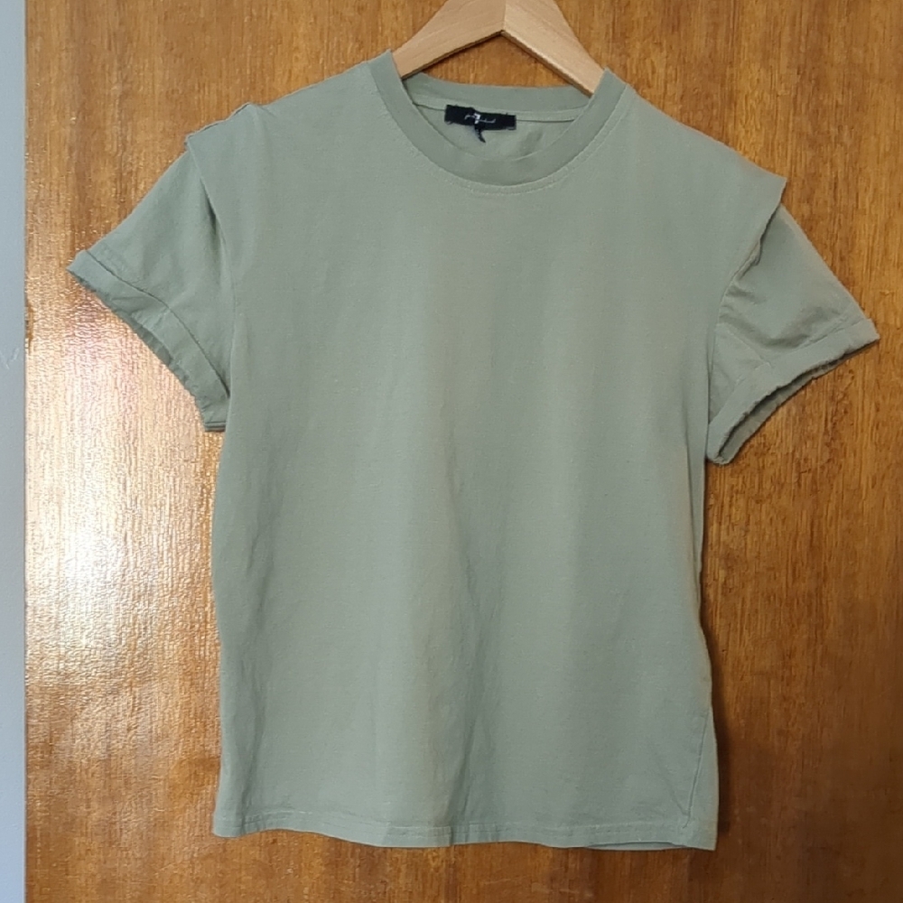 7 For All Mankind Green Short Sleeve Tee